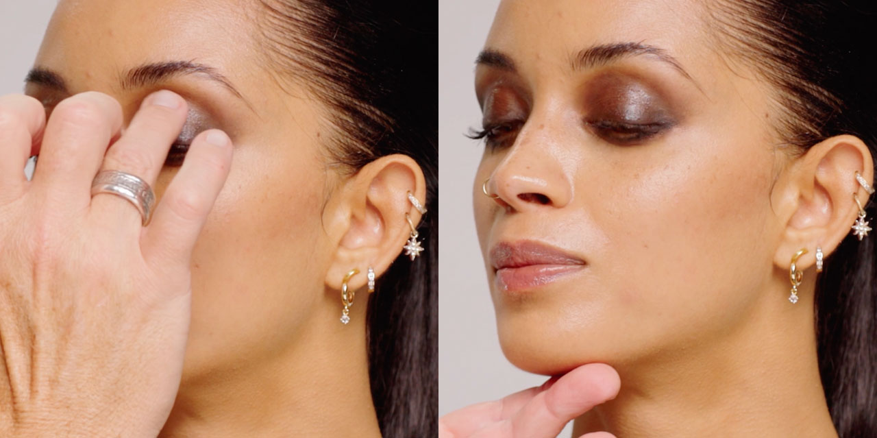 Step 10 finish your grunge eye look with a touch of shimmer or gloss on the lids for a fashion-forward grunge glam look